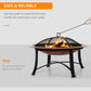 Outsunny 30" Outdoor Fire Pit Bowl, Round Fire Pit with Lid, Log Grate, Poker for Backyard, Camping, Picnic, Bronze | The Comfy Couch Canada