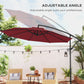 Outsunny 9.7ft Offset Patio Umbrella Garden Hanging Parasol Banana Cantilever Umbrella with Base, Crank, Wine Red | The Comfy Couch Canada