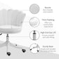 HOMCOM Adjustable Height Study Chair, Mid Back Berber Fleece Office Chair with Swivel Wheels for Living Room, Study, White | The Comfy Couch Canada