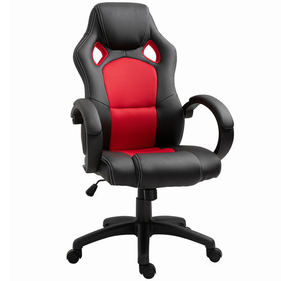 HOMCOM Ergonomic Gaming Chair, High Back, Swivel Office Chair with Wheels, Headrest, Tilt, Red | The Comfy Couch Canada