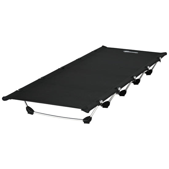 Outsunny Lightweight Camping Cot, Aluminium Portable Folding Bed w/ Strong Support 331 lbs and Carry Bag for Camping, Black