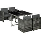 Outsunny 5PC Outdoor Dining Set Wicker Patio Furniture Conversation Bistro with Cushions Tempered Glass Table Gray | The Comfy Couch Canada