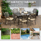 Outsunny 7PC Patio Dining Set with Umbrella Hole Cushioned Chairs Rectangle Table Outdoor Furniture Grey | The Comfy Couch Canada