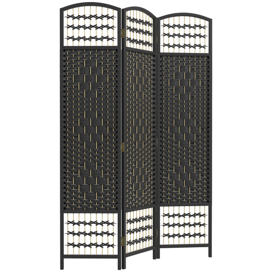HOMCOM Contemporary Wave Design Room Separator: 3-Panel Folding Privacy Divider for Home/Office Use, Sleek Black Finish | The Comfy Couch Canada