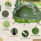 Outsunny Pop Up Camping Cot Tent Combo Set Portable Folding Outdoor Elevated Bed Dark Green | The Comfy Couch Canada