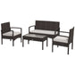 Outsunny 4-Piece Patio Furniture Set Loveseat Sofa Armchairs Glass Table Outdoor Wicker Conversation Set White | The Comfy Couch Canada