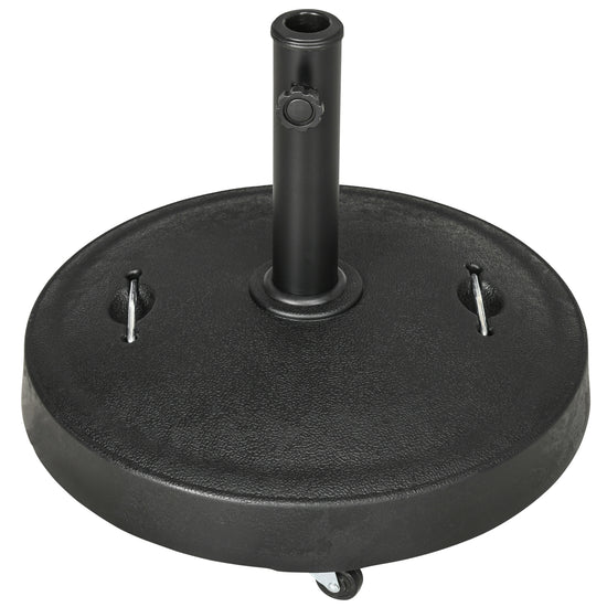Outsunny Patio Umbrella Stand 20.9" Round with Lockable Wheels 51lb Heavy Duty Base Black | The Comfy Couch Canada