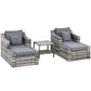 Outsunny 5-Piece Patio Wicker Set, Compact Rattan Sofa with Armchairs & Grey Cushions for Afternoon Tea | The Comfy Couch Canada