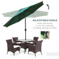 Outsunny 9ft Solar LED Patio Umbrella: Green Crank Tilt Sunshade for Garden, Beach & Outdoor Use | The Comfy Couch Canada