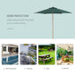 Outsunny Wood Patio Umbrella: 8FT Round Market Garden Parasol with Bamboo Ribs & Top Vent, Dark Green | The Comfy Couch Canada