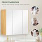 kleankin Bathroom Wall Cabinet with Mirror Medicine Cabinet 3 Doors Adjustable Storage Shelves White | The Comfy Couch Canada
