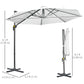 Outsunny Offset Patio Umbrella: 10ft Cantilever Sun Shade Cross Base 361å¡ Rotation White Poles | The Comfy Couch Canada