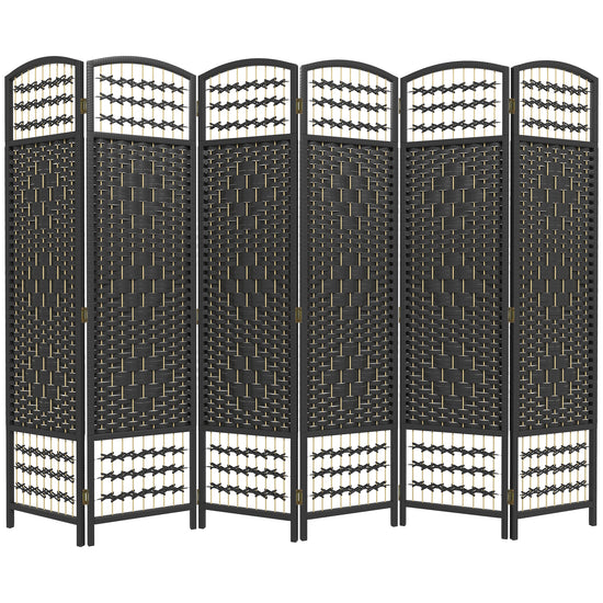 HOMCOM Stylish Wave Room Divider Screen: 6-Panel Folding Fiber Privacy Partition for Home & Office, Black | The Comfy Couch Canada