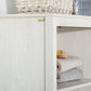 kleankin Tall Bathroom Linen Tower: 3-Tier Shelving, Glass Door & Freestanding Design with Adjustable Interior, White Elegant Unit | The Comfy Couch Canada