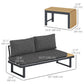 Outsunny 3 Pieces Aluminum Corner Patio Furniture Set Sectional Outdoor Sofa Set with 2 Loveseats Wood-Plastic Coffee Table Grey | The Comfy Couch Canada
