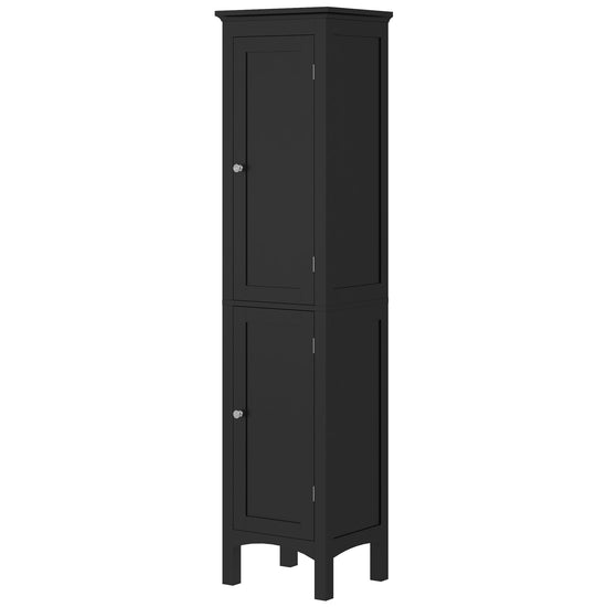kleankin Freestanding Tall Bathroom Cabinet Organizer Adjustable Shelves Cupboards 15" x 13" x 63" Black | The Comfy Couch Canada