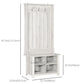HOMCOM Hall Tree Coat and Shoe Storage Bench with Adjustable Shelves Entryway Organizer, White Finish.