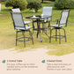 Outsunny Patio Furniture Set 5 Pieces Grey Outdoor Garden with Tempered Glass Table 4 Swivel Chairs Conversation Set.