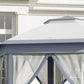 Outsunny Pop Up Hexagon Patio Gazebo 13x13ft Double Roof Outdoor Instant Shelter Garden with Netting Grey | The Comfy Couch Canada