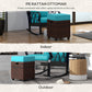 Outsunny 2 PCS Patio Wicker Ottoman Set, Square Outdoor PE Rattan Footrest with Removable Cushion for Backyard, Sky Blue | The Comfy Couch Canada