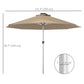 Outsunny Solar Illumination Shade: LED Lighted Patio Umbrella with 4 Lighting Modes, USB Charging Outdoor Deck Khaki | The Comfy Couch Canada