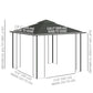 Outsunny 10x10 Steel Patio Gazebo Soft-Top Sun Shelter with 2-Tier Roof & Curtain Sidewalls in Grey | The Comfy Couch Canada