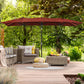Outsunny Double Sided Patio Umbrella with Adjustable Height Tilt Function Vents 12 Ribs for Outdoor Garden Deck Pool Wine Red | The Comfy Couch Canada