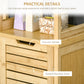 kleankin Slender Bathroom Floor Cabinet: 3 Shelves, Cupboard & Linen Tower Storage in Natural Wooden Finish.