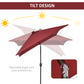 Outsunny 6.5x10ft Patio Umbrella Rectangle Solar Powered Tilt Aluminum Outdoor Market Parasol with LEDs Crank (Wine Red) | The Comfy Couch Canada