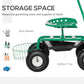 Outsunny Garden Scooter, Rolling Cart with Swivel and Adjustable Seat, Tool Tray, Bucket Basket, Green and Black | The Comfy Couch Canada