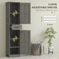 HOMCOM 67" Tall Bathroom Cabinet, Narrow Bathroom Storage Cabinet with Drawer, Barn Doors and Adjustable Shelves, Dark Grey | The Comfy Couch Canada