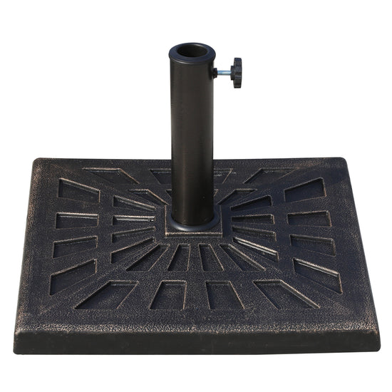 Outsunny Patio Umbrella Base: 18.5" Square Outdoor Resin Parasol Stand, Market Umbrella Holder for Deck, Bronze | The Comfy Couch Canada