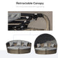 Outsunny 4-Piece Outdoor Lounge Set with Cushioned Daybed Round Sofa Bed Patio Furniture with Canopy Coffee Table Grey | The Comfy Couch Canada