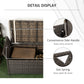 Outsunny 2-In-1 Outdoor PE Rattan Storage Bench, 27 Gallon Patio Wicker Furniture, Basket Box with Handles and Cushion Red | The Comfy Couch Canada