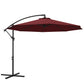 Outsunny 9.7ft Offset Patio Umbrella Garden Hanging Parasol Banana Cantilever Umbrella with Base, Crank, Wine Red | The Comfy Couch Canada