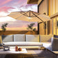 Outsunny 10ft Offset LED Patio Umbrella: Cantilever Parasol with 360å¡ Rotation, Cross Base for Outdoor Deck & Beach, Khaki | The Comfy Couch Canada