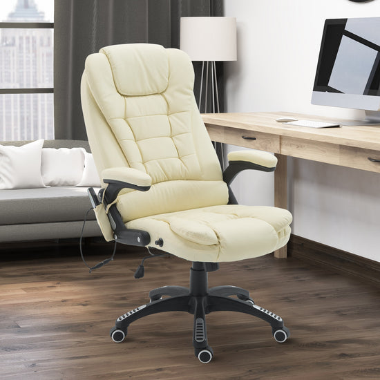 HOMCOM Massage Office Chairs Computer Executive Ergonomic Heated Vibrating Beige | The Comfy Couch Canada