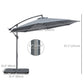 Outsunny 9.6ft Offset Patio Umbrella Garden Hanging Parasol Banana Cantilever with Base Crank Dark Grey | The Comfy Couch Canada