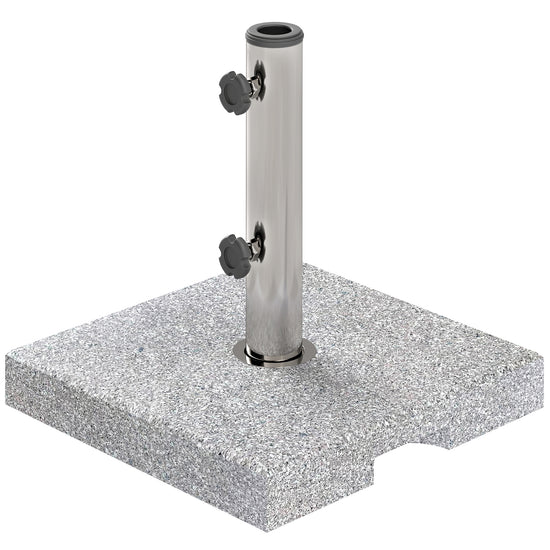 Outsunny Square Patio Umbrella Base, Outdoor Umbrella Stand with Handles 2 Adjustable Knobs, Heavy Duty Patio Umbrella Stand for Garden Deck Poolside, Grey | The Comfy Couch Canada