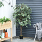 Outsunny 5.3ft Artificial Tree, Indoor Outdoor Fake Ficus with Pot, for Home Office Living Room Decor | The Comfy Couch Canada