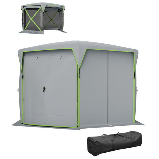 Outsunny 11 x11ft Pop Up Gazebo, Outdoor Camping Tent with Removable Roof & Roll-Up Wind Panels for Backyard & Campsite | The Comfy Couch Canada