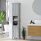 kleankin Freestanding Linen Cabinet Bathroom Storage with Open Shelves Cupboards Grey 13.8" x 11.8" x 62.4" | The Comfy Couch Canada