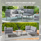 Outsunny 3 Pieces Outdoor Furniture Set, L Shaped Wicker Patio Furniture Conversation Set with Cushions, Steel Table, Grey | The Comfy Couch Canada