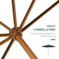 Outsunny 10FT Round Patio Umbrella with Rope Pulley Mechanism, Wooden Market Umbrella, Garden Parasol with 8 Ribs, Dark Green | The Comfy Couch Canada