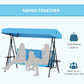 Outsunny 3-Seat Patio Swing with Adjustable Canopy & Side Tray, Outdoor Porch Swing, Removable Blue Cushion for Garden, Poolside | The Comfy Couch Canada
