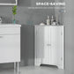 kleankin Modern Corner Bathroom Cabinet: Doors, Adjustable Shelf & Recessed Design for Space-Saving Storage, White Elegant Unit | The Comfy Couch Canada