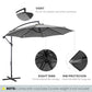 Outsunny 9.7ft Offset Patio UmbrellaCantilever Parasol with Crank Handle, 8 Ribs and Cross Base for Outdoor, Sun Shade, Cream | The Comfy Couch Canada