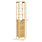 kleankin Slender Bathroom Floor Cabinet: 3 Shelves, Cupboard & Linen Tower Storage in Natural Wooden Finish.