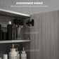 HOMCOM Wall-Mounted Bathroom Mirror Cabinet Double Door Storage Organizer Adjustable Shelf Grey | The Comfy Couch Canada