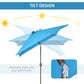 Outsunny 6.5x10ft Patio Umbrella Rectangle Solar Powered Tilt Aluminum Outdoor Market Parasol with LEDs Crank (Turquoise) | The Comfy Couch Canada